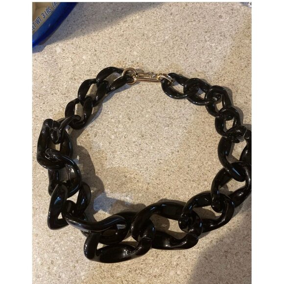 Black acrylic chain necklace chunky acrylic  chain big curb link loop necklace - Picture 3 of 4